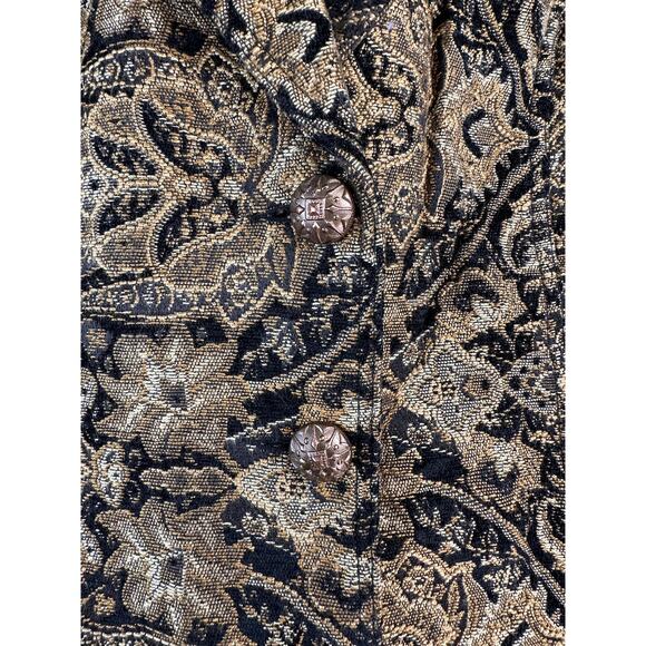 Vintage Erin‎ London Tapestry Jacket L Gold Black Floral Paisley Velvet Blazer - Picture 7 of 10